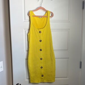 Fashion Nova Yellow Button-Up Mini Dress